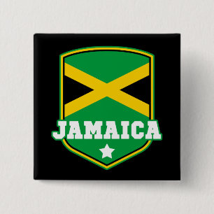 Bóton Quadrado 5.08cm Jamaican Flag Emblem Jamaica
