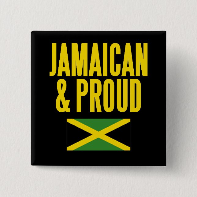 Bóton Quadrado 5.08cm Jamaicano e Orgulhosa bandeira da Jamaica (Frente)