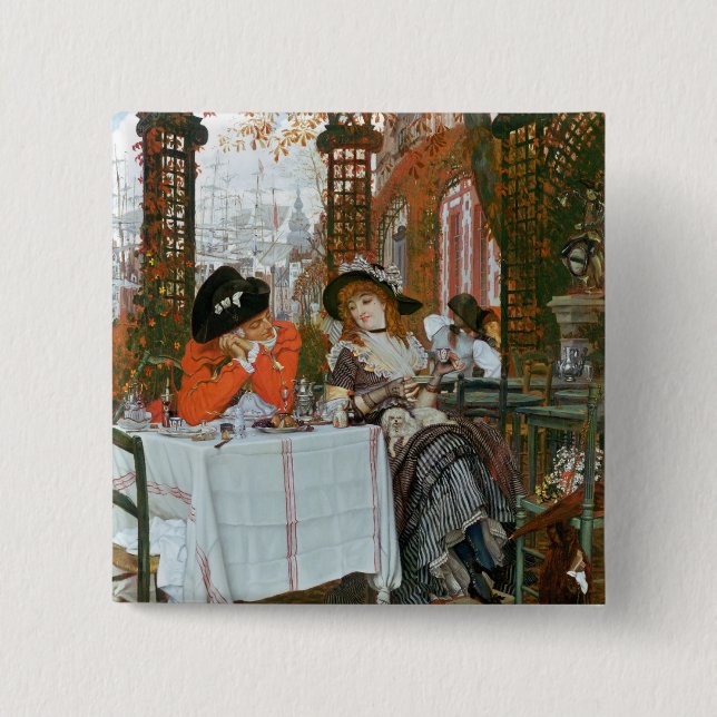 Bóton Quadrado 5.08cm James Jacques Joseph Tissot | um almoço (Frente)