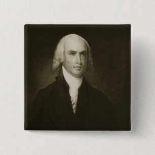 Bóton Quadrado 5.08cm James Madison, 4o Presidente dos Estados Unidos
