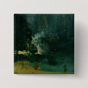 Bóton Quadrado 5.08cm James Whistler - Noite em preto e Dourado