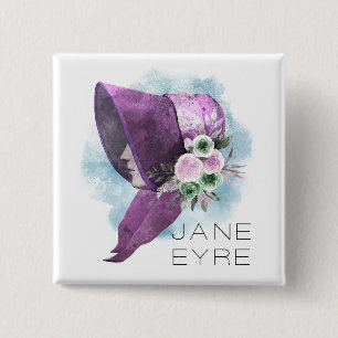 Bóton Quadrado 5.08cm Jane Eyre Bonnet Flores Roxo e Azul