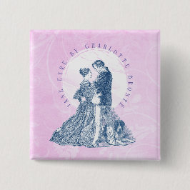 Bóton Quadrado 5.08cm Jane Eyre e Edward Rochester com Pilot Pink