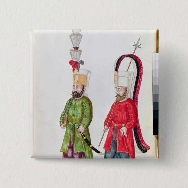 Bóton Quadrado 5.08cm Janissaries persas, 1513 (Frente)