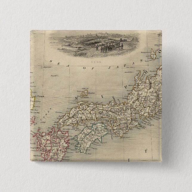 Bóton Quadrado 5.08cm Japão e Corea (Frente)
