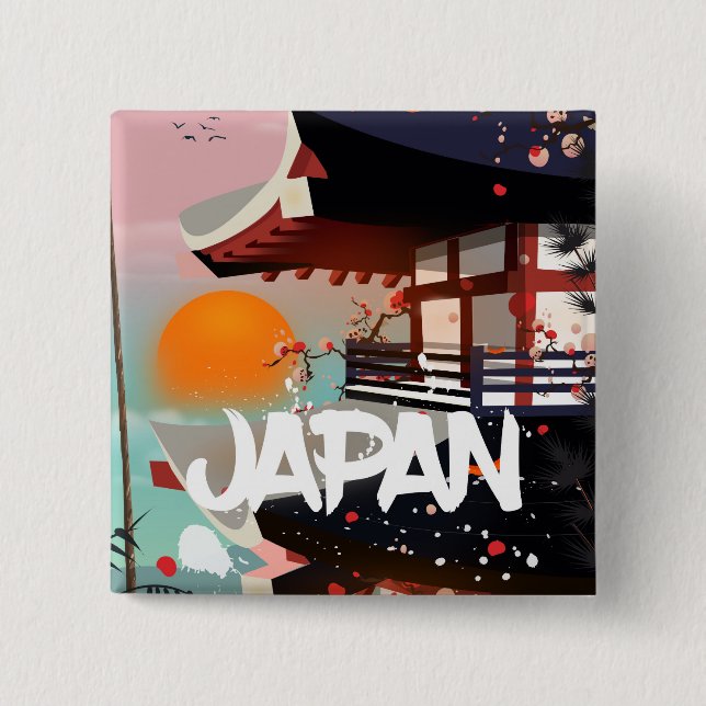 Bóton Quadrado 5.08cm Japão Edifício de sola poster (Frente)