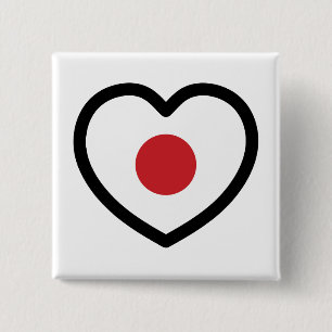 Bóton Quadrado 5.08cm Japão   Sinalizador Japonês Heart