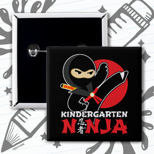 Bóton Quadrado 5.08cm Jardim De Infância Ninja Chuta Primeiro Dia De Vol