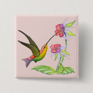 Bóton Quadrado 5.08cm Jardim do colibri