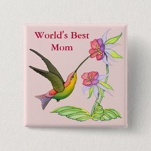 Bóton Quadrado 5.08cm Jardim do colibri para a mamã