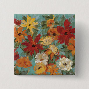 Bóton Quadrado 5.08cm Jardim expressivo brilhante