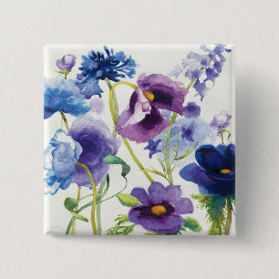 Bóton Quadrado 5.08cm Jardim misturado azul e roxo