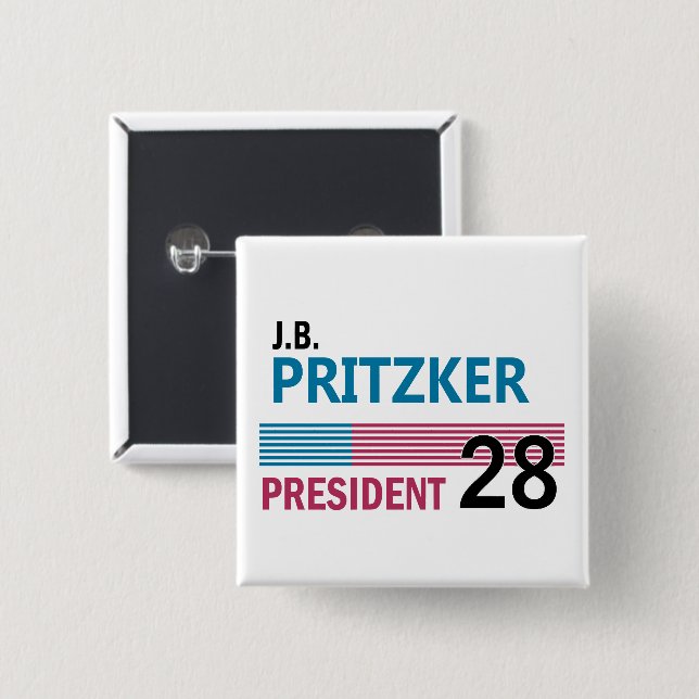 Bóton Quadrado 5.08cm JB Pritzker 2028 (Frente & Verso)