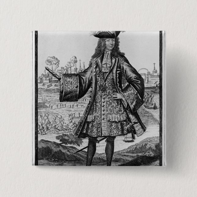 Bóton Quadrado 5.08cm Jean Bernard Desjean Baron de Pointis (Frente)