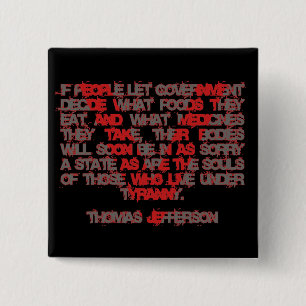 Bóton Quadrado 5.08cm Jefferson na comida e na medicina