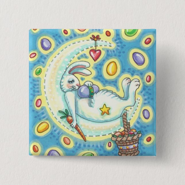 Bóton Quadrado 5.08cm JELLY BEAN DREAMS EASTER BUNNY RABBIT BOTTTTÃO Squ (Frente)