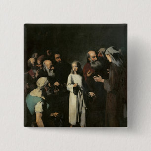Bóton Quadrado 5.08cm Jesus com os doutores