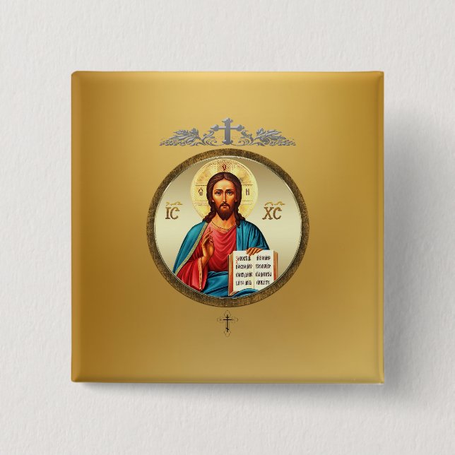 Bóton Quadrado 5.08cm Jesus Cristo (Frente)