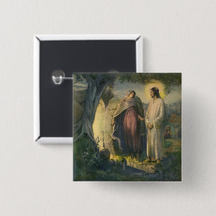 Bóton Quadrado 5.08cm Jesus Cristo Ressuscitado pelo Túmulo por ML Greer