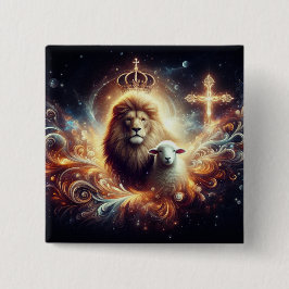 Bóton Quadrado 5.08cm Jesus é o Leão e o Lamb