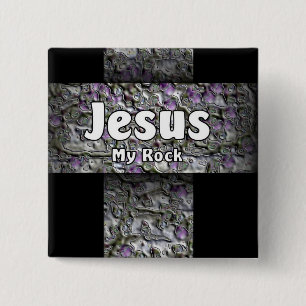 Bóton Quadrado 5.08cm Jesus minha rocha