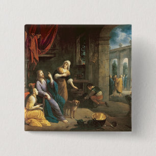Bóton Quadrado 5.08cm Jesus na casa de Martha e de Mary