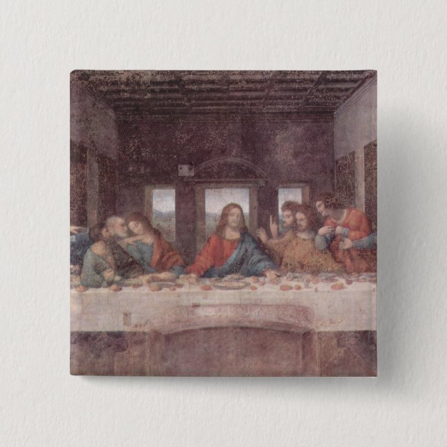 Bóton Quadrado 5.08cm Jesus no último jantar, Leonardo da Vinci (Frente)