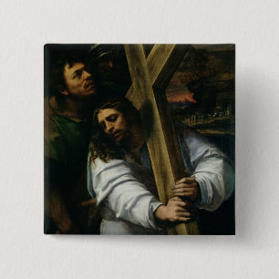 Bóton Quadrado 5.08cm Jesus que leva a cruz, c.1535 (óleo no painel)