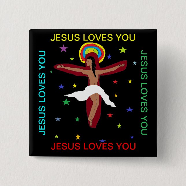 Bóton Quadrado 5.08cm Jesus te ama (Frente)