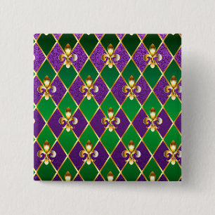 Bóton Quadrado 5.08cm Jewelry Background Mardi Gras