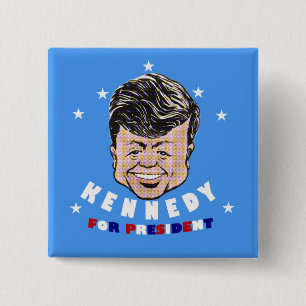 Bóton Quadrado 5.08cm JFK:Kennedy para Presidente