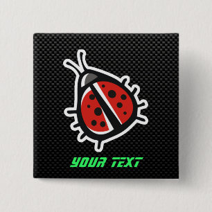 Bóton Quadrado 5.08cm Joaninha bonito; Lustroso