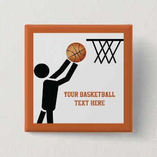 Bóton Quadrado 5.08cm Jogador de basquete com bola personalizada