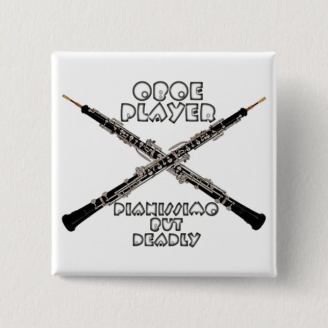 Bóton Quadrado 5.08cm Jogador de Oboe (Frente)