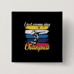 Bóton Quadrado 5.08cm Jogador de Voleibol Eu Só Quero Jogar Voleibol