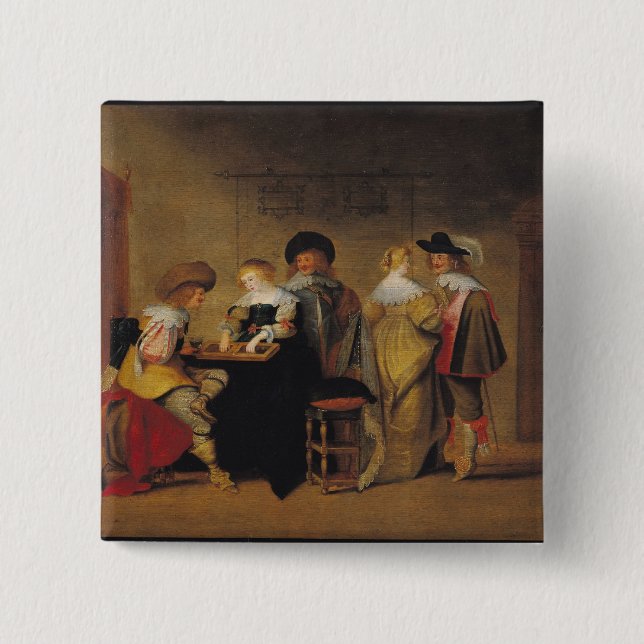 Bóton Quadrado 5.08cm Jogadores da gamão (Frente)