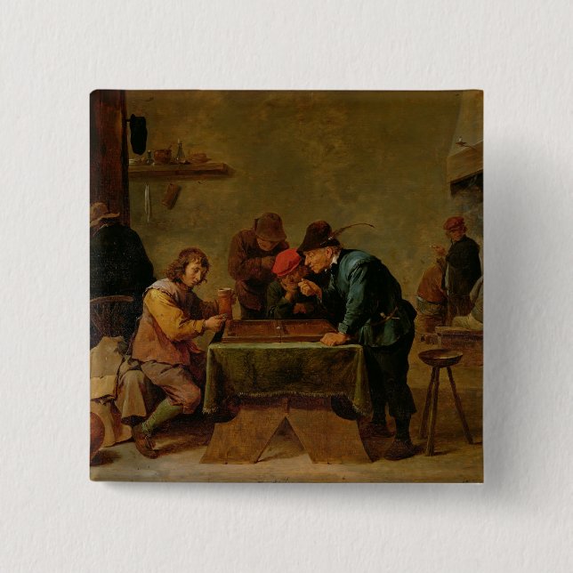 Bóton Quadrado 5.08cm Jogadores da gamão, c.1640-45 (Frente)