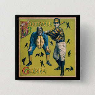 Bóton Quadrado 5.08cm Jogadores de beisebol esportivo vintage no jogo em