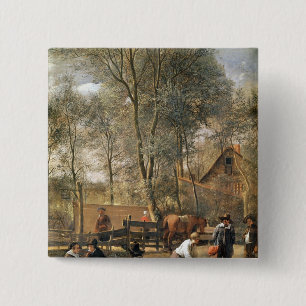 Bóton Quadrado 5.08cm Jogadores fora de uma pensão, c.1660-63 do Skittl