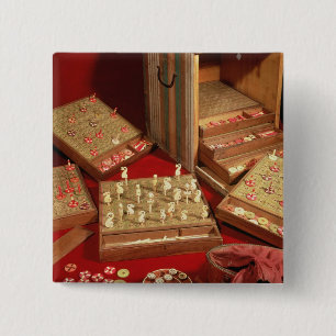 Bóton Quadrado 5.08cm Jogo do loto do Dauphin inventado por Louis XIV