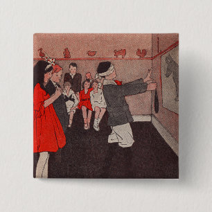 Bóton Quadrado 5.08cm Jogos de partido do vintage - Pin a cauda no asno