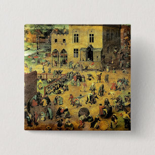 Bóton Quadrado 5.08cm Jogos Infantis de Pieter Bruegel - 1560