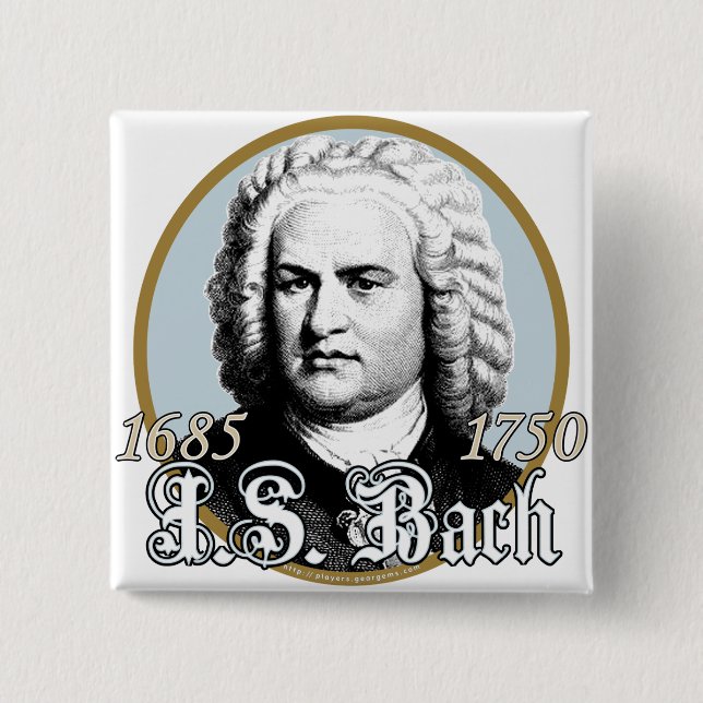 Bóton Quadrado 5.08cm Johann Sebastian Bach (Frente)