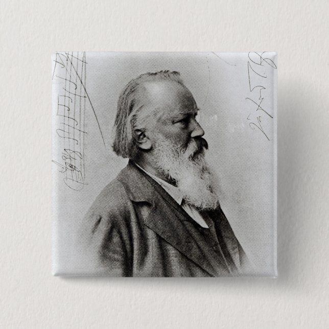 Bóton Quadrado 5.08cm Johannes Brahms (Frente)