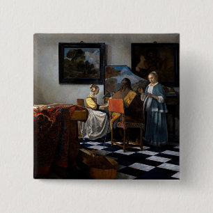Bóton Quadrado 5.08cm Johannes Vermeer - O concerto