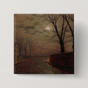 Bóton Quadrado 5.08cm John Atkinson Grimshaw Cena de Moonlit Street, 18