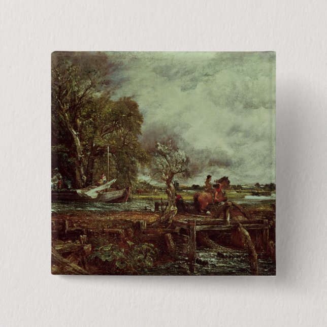 Bóton Quadrado 5.08cm John Constable | o cavalo do pulo, c.1825 (óleo (Frente)