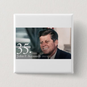 Bóton Quadrado 5.08cm John F. Kennedy