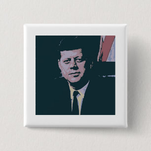 Bóton Quadrado 5.08cm John F. Kennedy