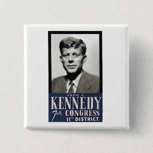 Bóton Quadrado 5.08cm John F. Kennedy para o congresso